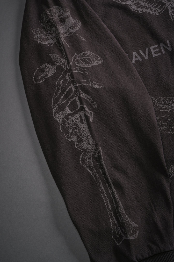 Sacred Flash Grunge "Box Cut" L/S Tee in Darc Brown Drift Wash