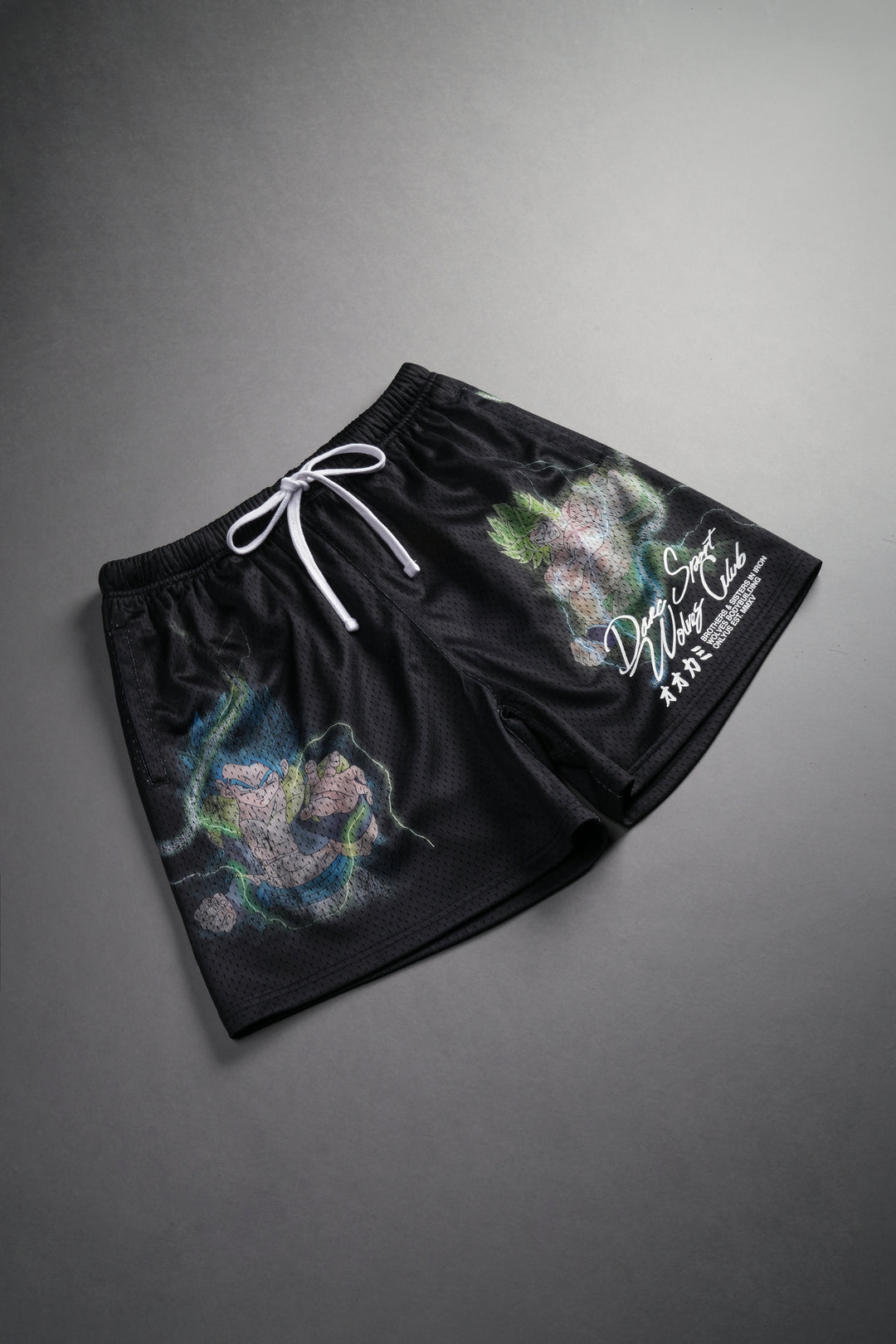Blue Gogeta vs Legendary Broly Mesh Shorts in Black