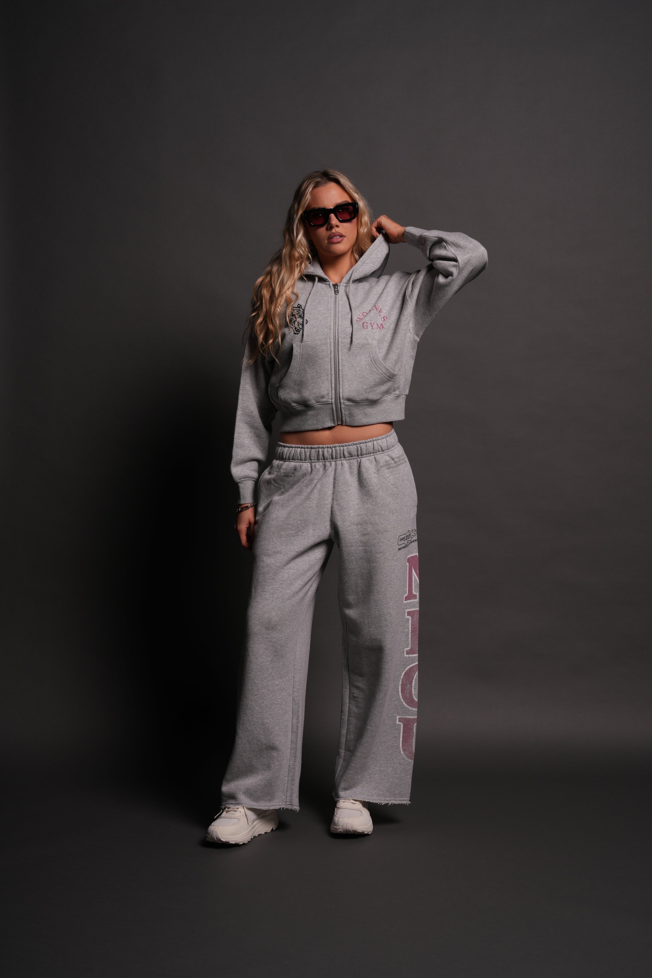 Wolves Gym V2 "Sage" Cropped Zip Hoodie in Light Athletic Gray