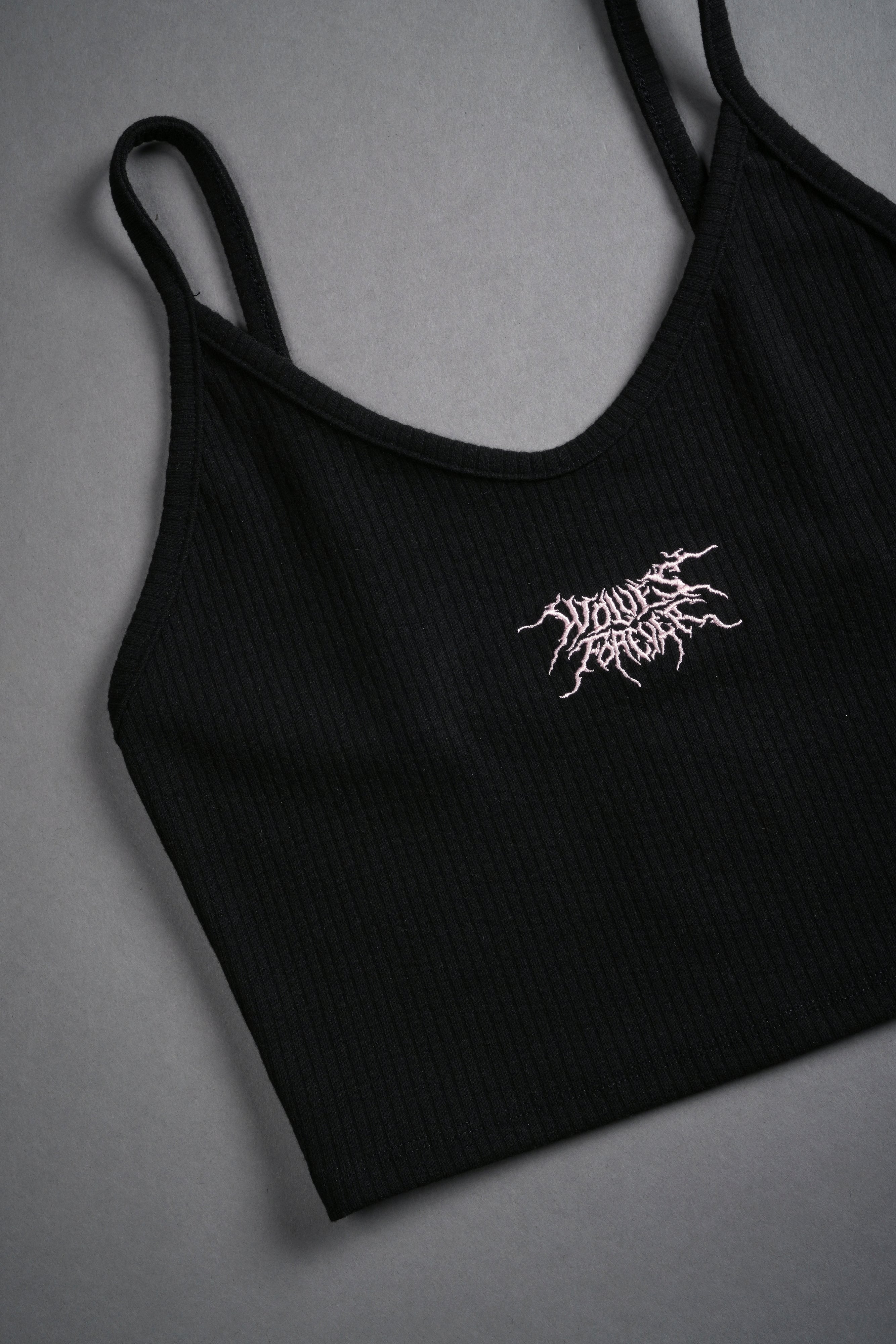 Forged From Iron Spaghetti Crop Tank in Black