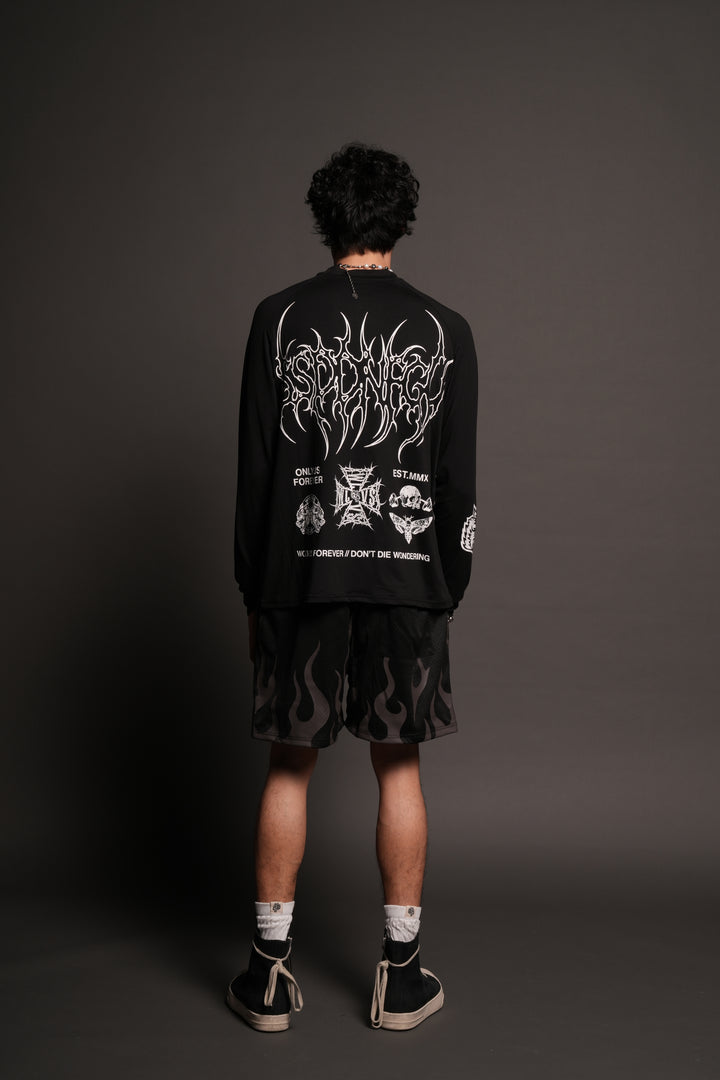 Hesh Mantra Dry Wolf Raglan Ls Tee In Black