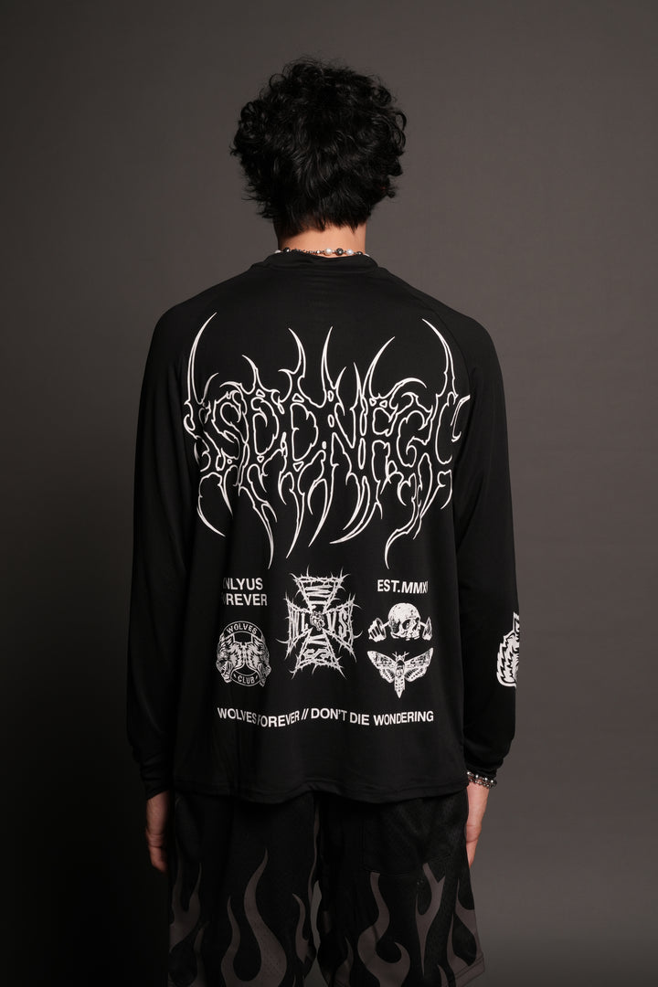Hesh Mantra Dry Wolf Raglan Ls Tee In Black