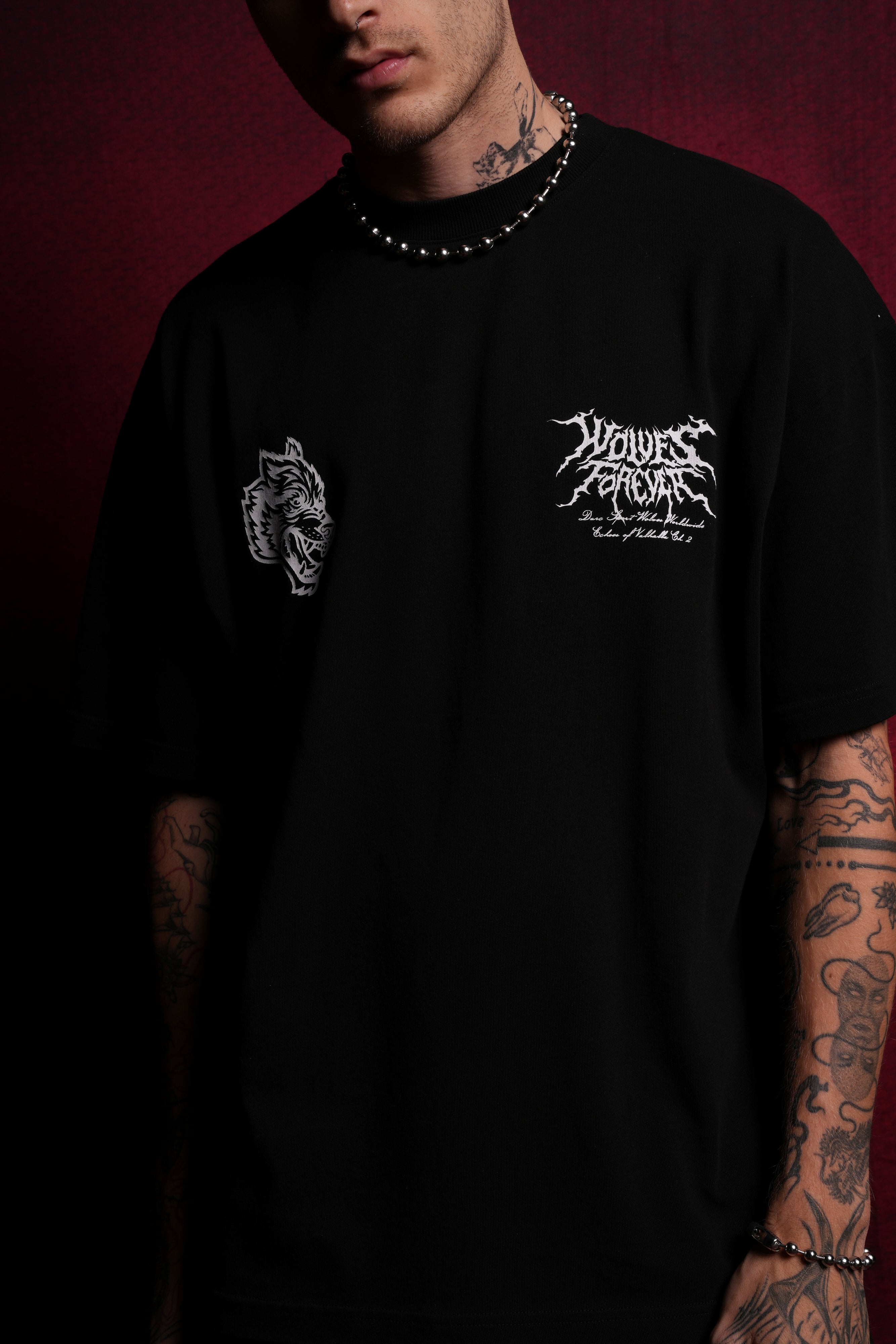 Darc Einherjar "Side By Side" Oversized Tee in Black
