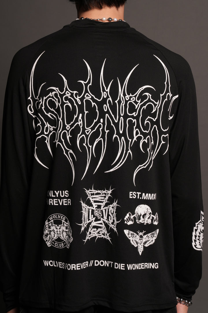 Hesh Mantra Dry Wolf Raglan Ls Tee In Black