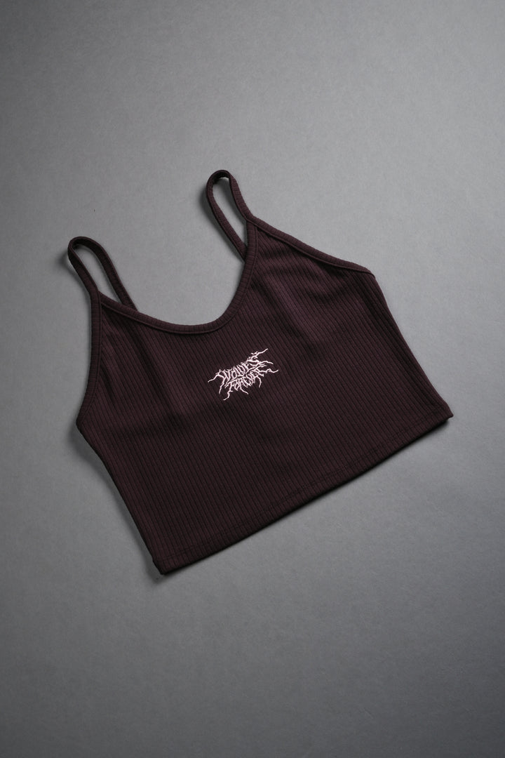 Forged From Iron Spaghetti Crop Tank in Darc Garnet