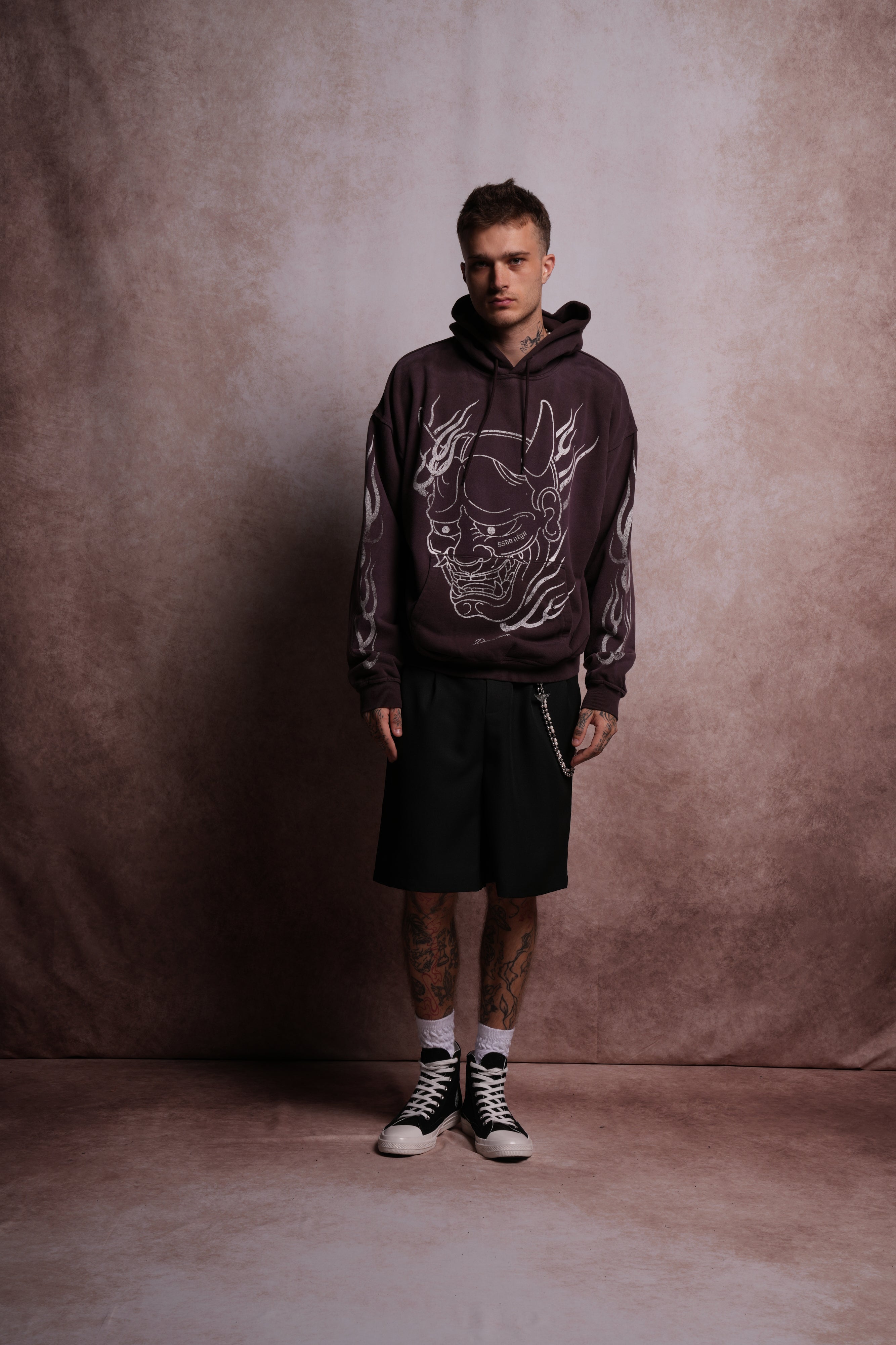 Oni Fire "Grunge" Hoodie in Darc Garnet Horizon Sun Fade
