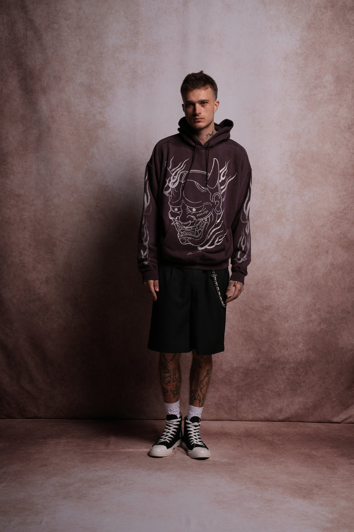 Oni Fire "Grunge" Hoodie in Darc Garnet Horizon Sun Fade
