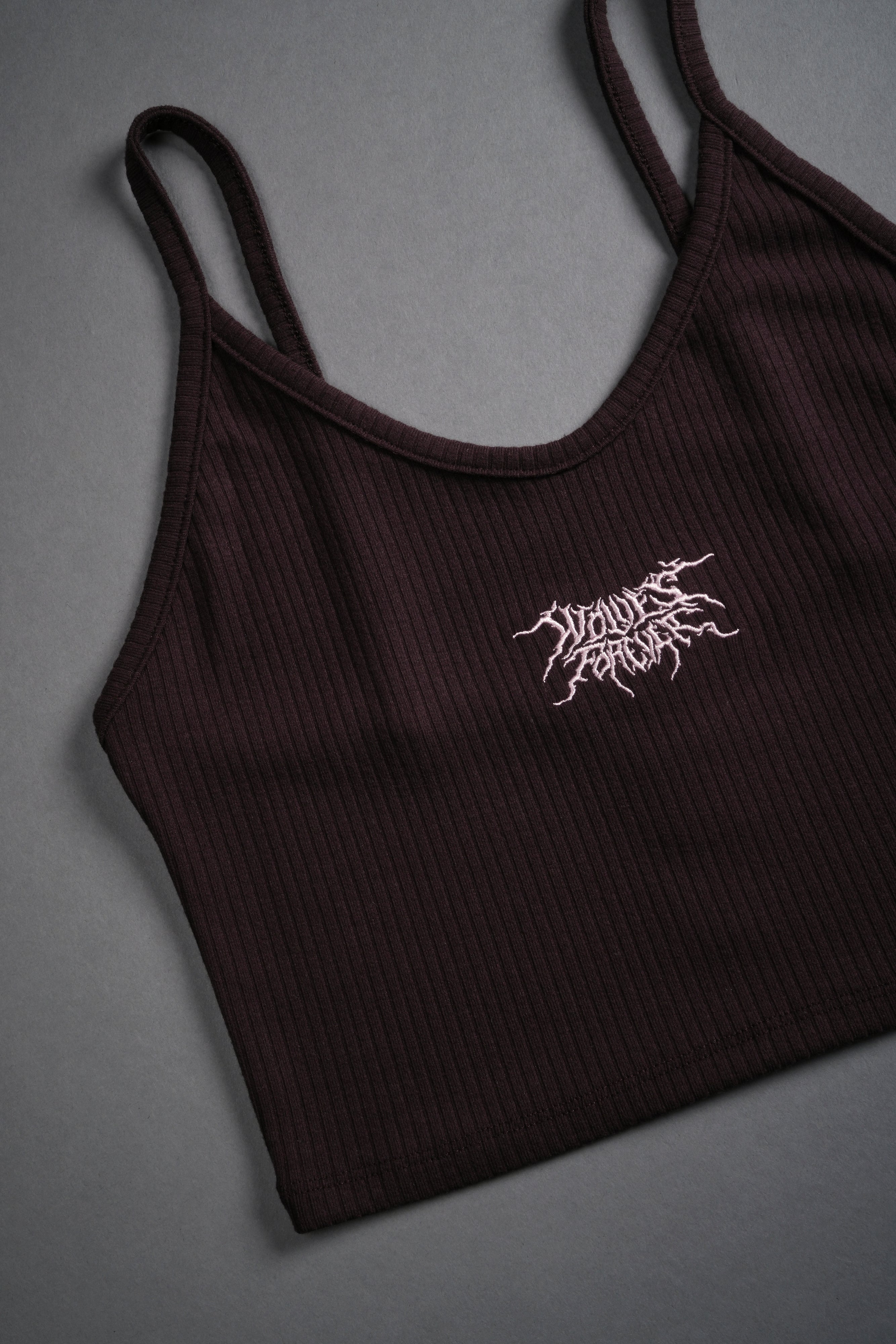 Forged From Iron Spaghetti Crop Tank in Darc Garnet