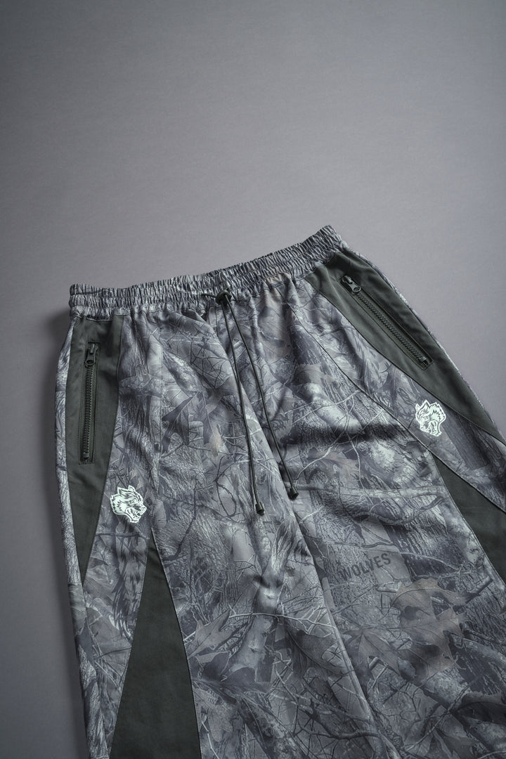 Dual Wolf Chopper Brolic Unisex Track Pants in Driftwood Wolf Forest Camo