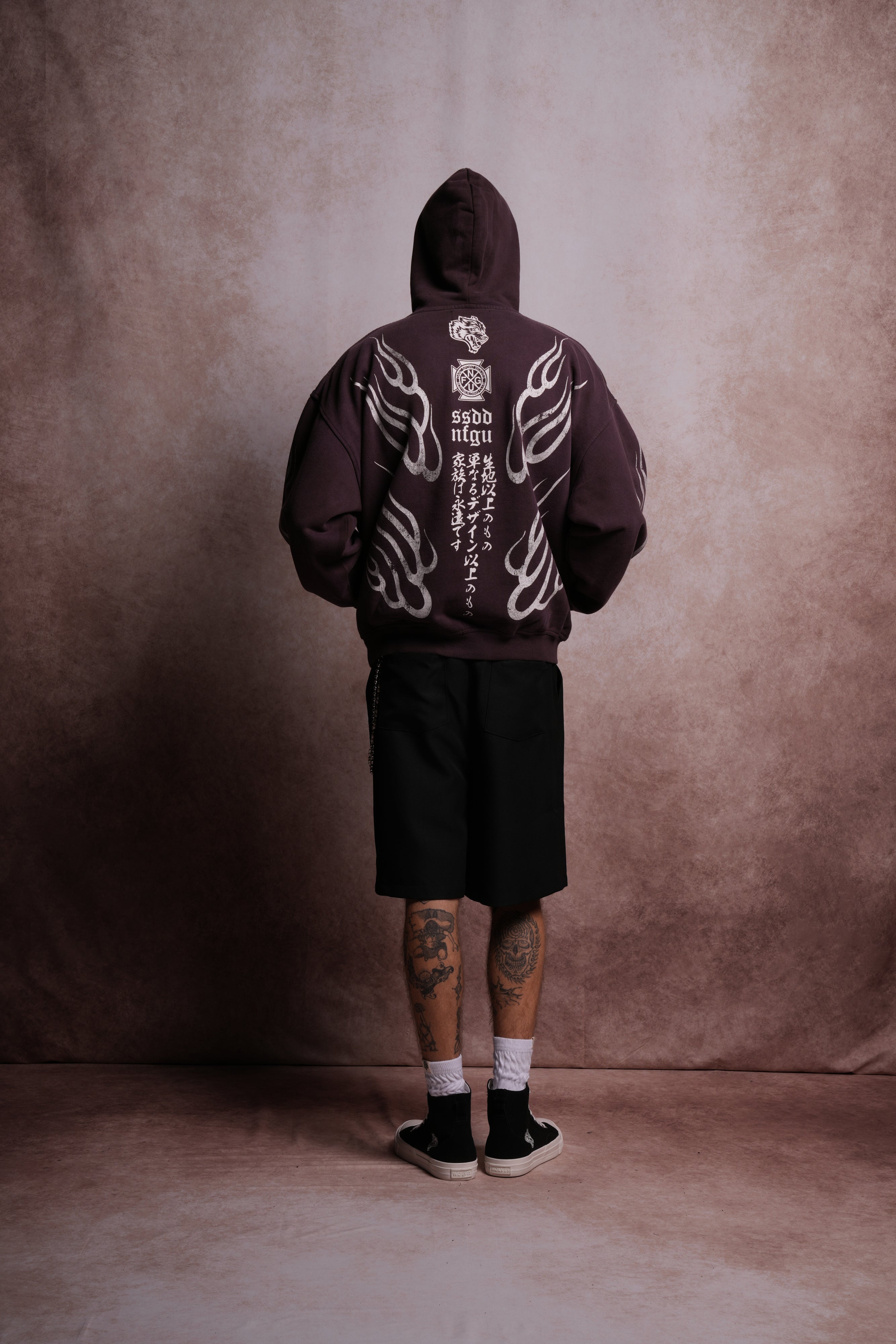 Oni Fire "Grunge" Hoodie in Darc Garnet Horizon Sun Fade