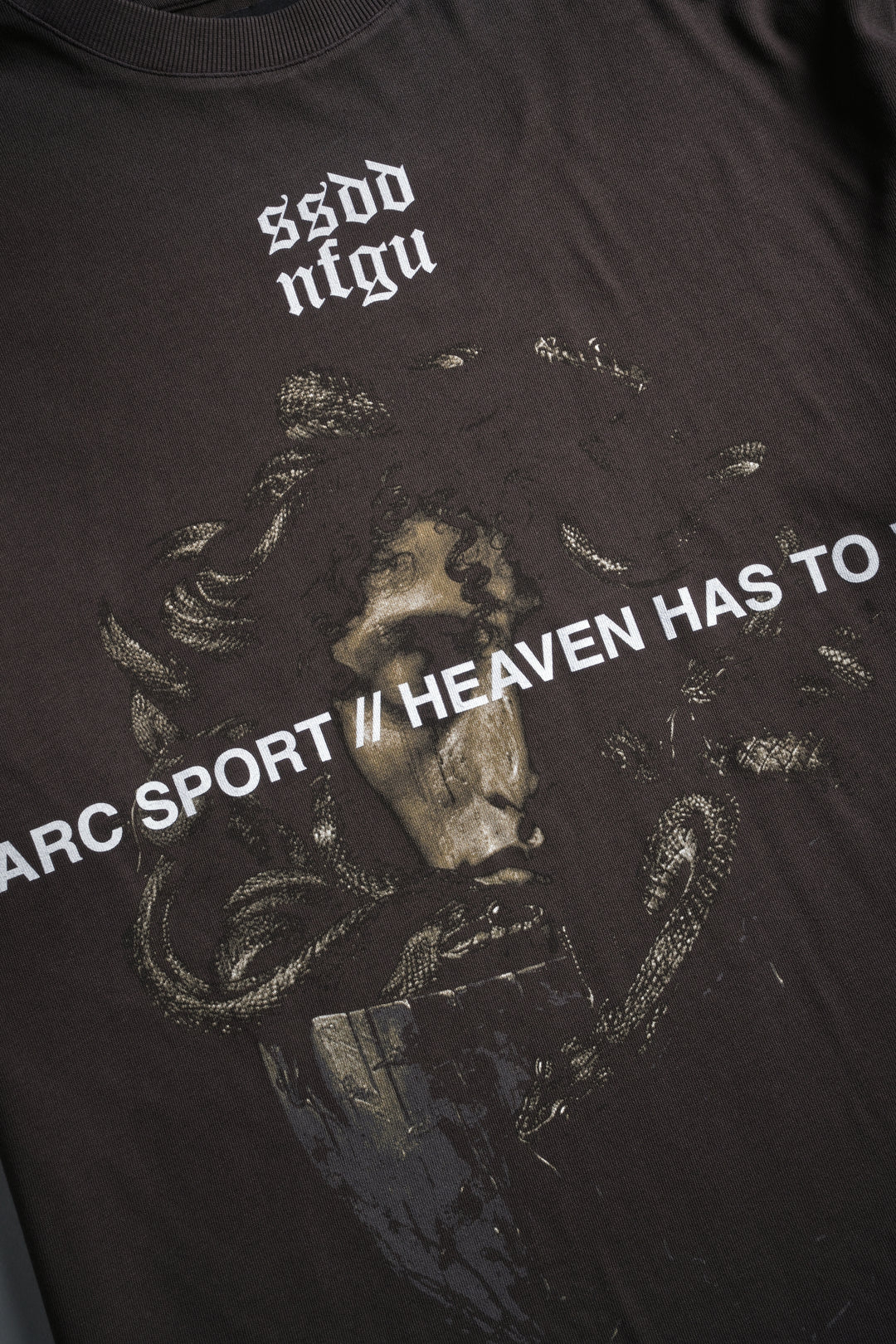 Gorgon's Lament "Premium" Oversized Tee in Darc Brown Drift Wash