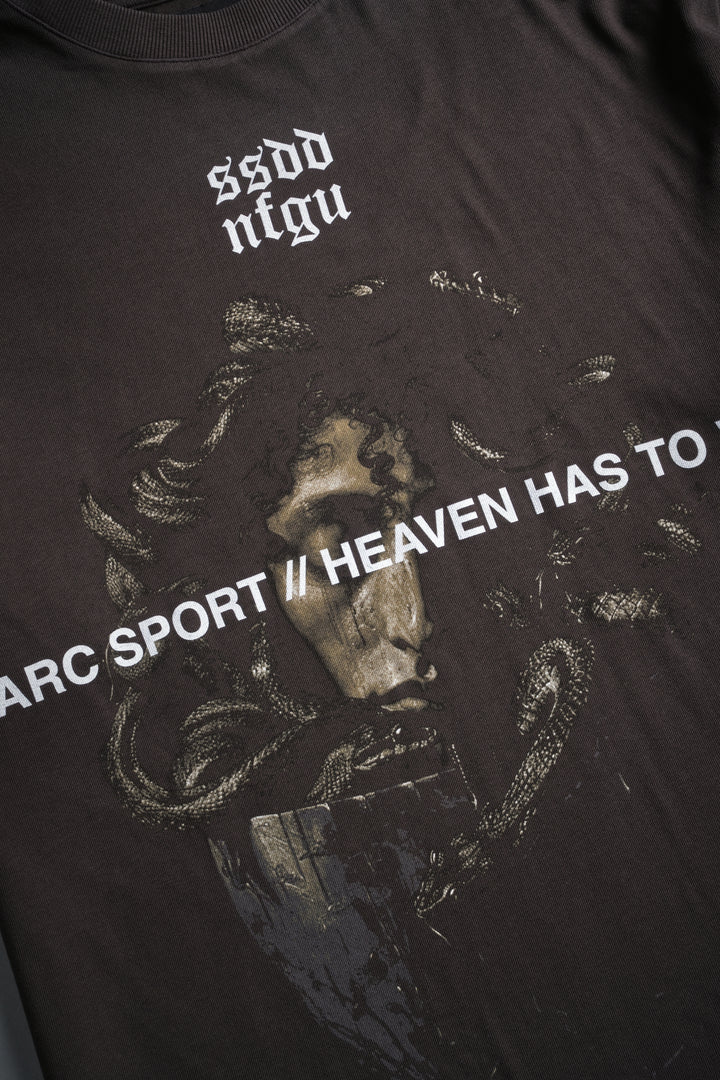 Gorgon's Lament "Premium" Oversized Tee in Darc Brown Drift Wash