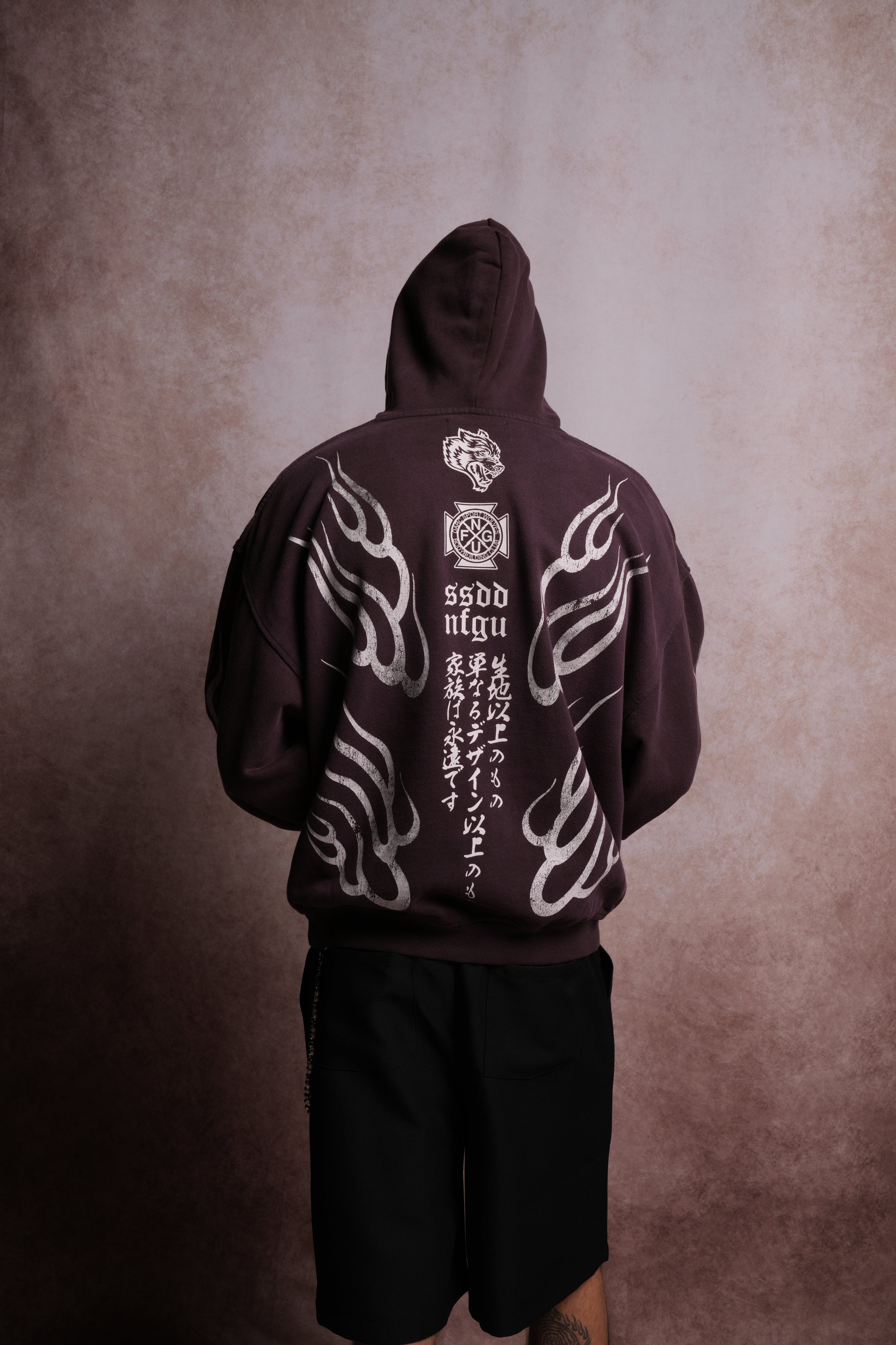 Oni Fire "Grunge" Hoodie in Darc Garnet Horizon Sun Fade