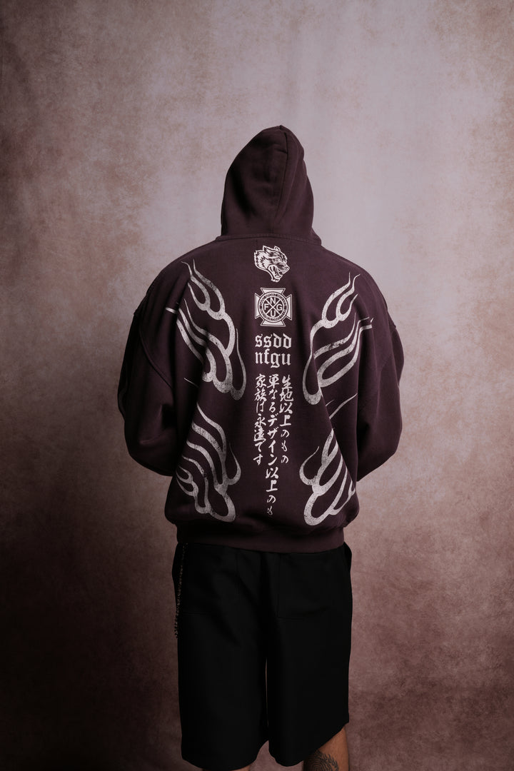Oni Fire "Grunge" Hoodie in Darc Garnet Horizon Sun Fade