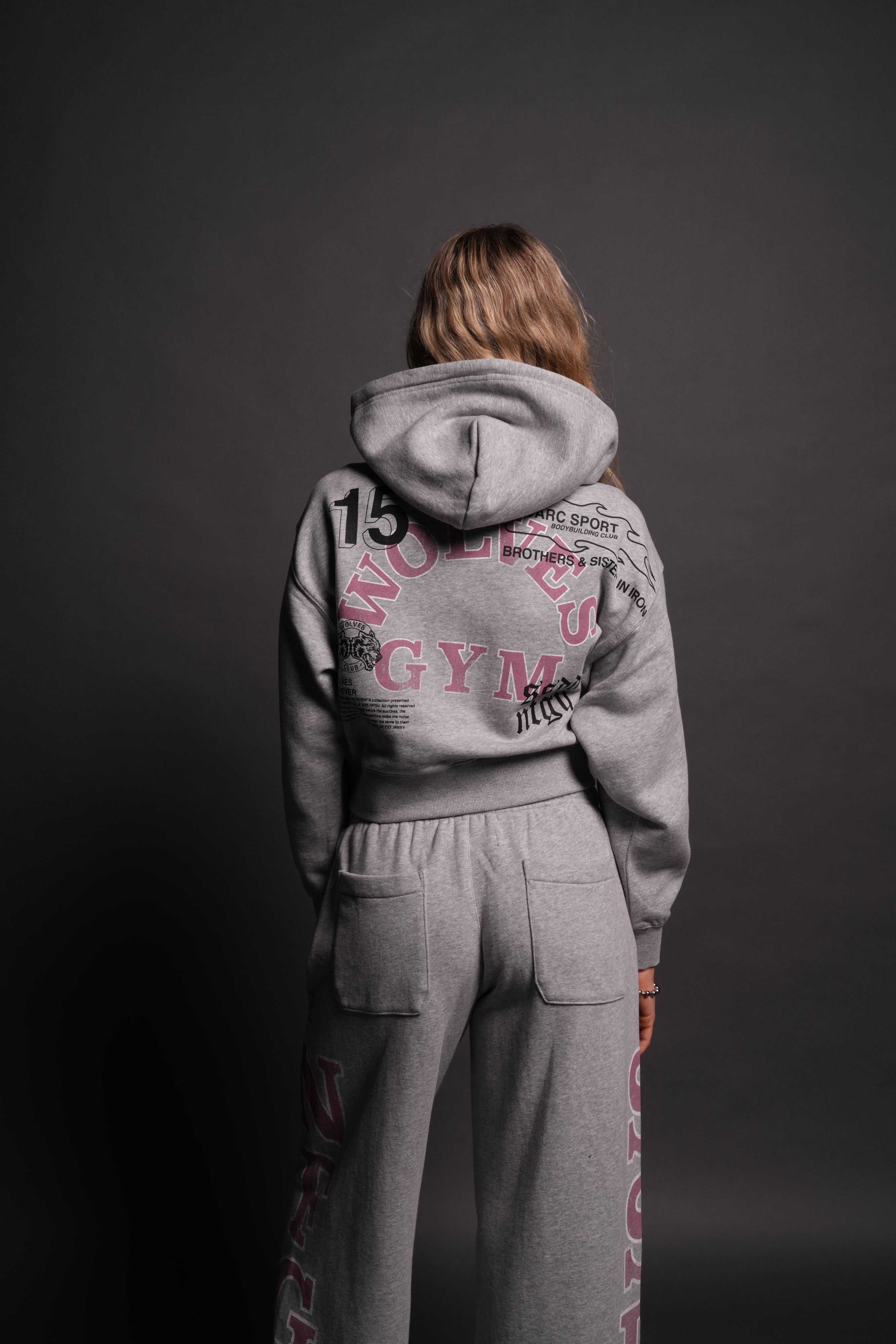 Wolves Gym V2 "Sage" Cropped Zip Hoodie in Light Athletic Gray