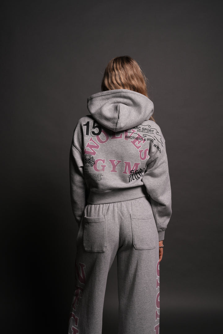 Wolves Gym V2 "Sage" Cropped Zip Hoodie in Light Athletic Gray