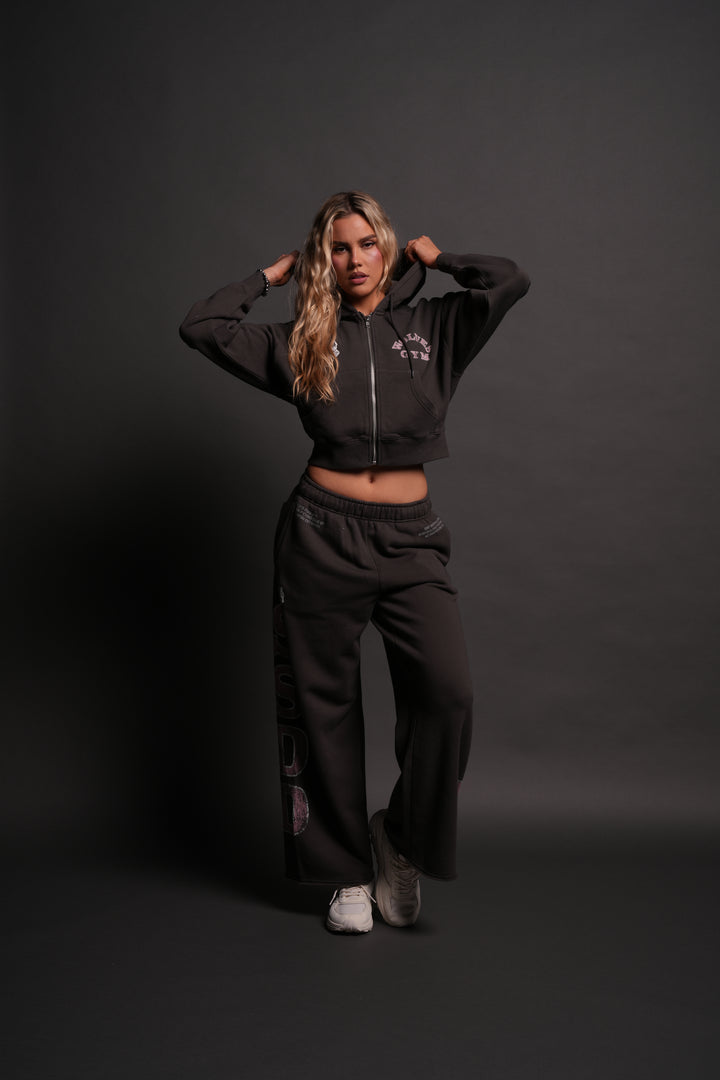 Wolves Gym V2 "Sage" Cropped Zip Hoodie in Wolf Gray