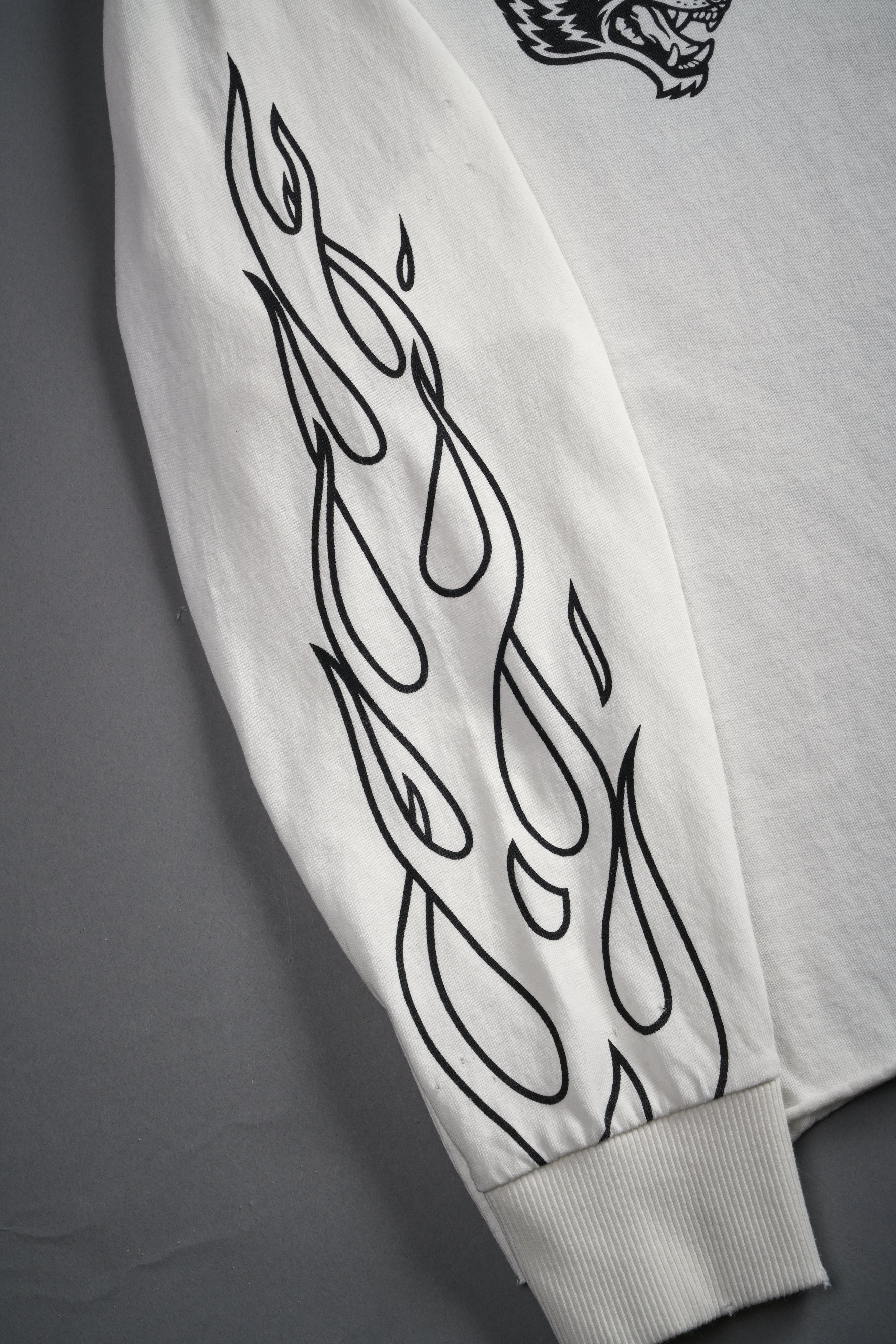 Harley-Davidson Wolves Distressed Grunge "Box Cut" L/S Tee in Cream