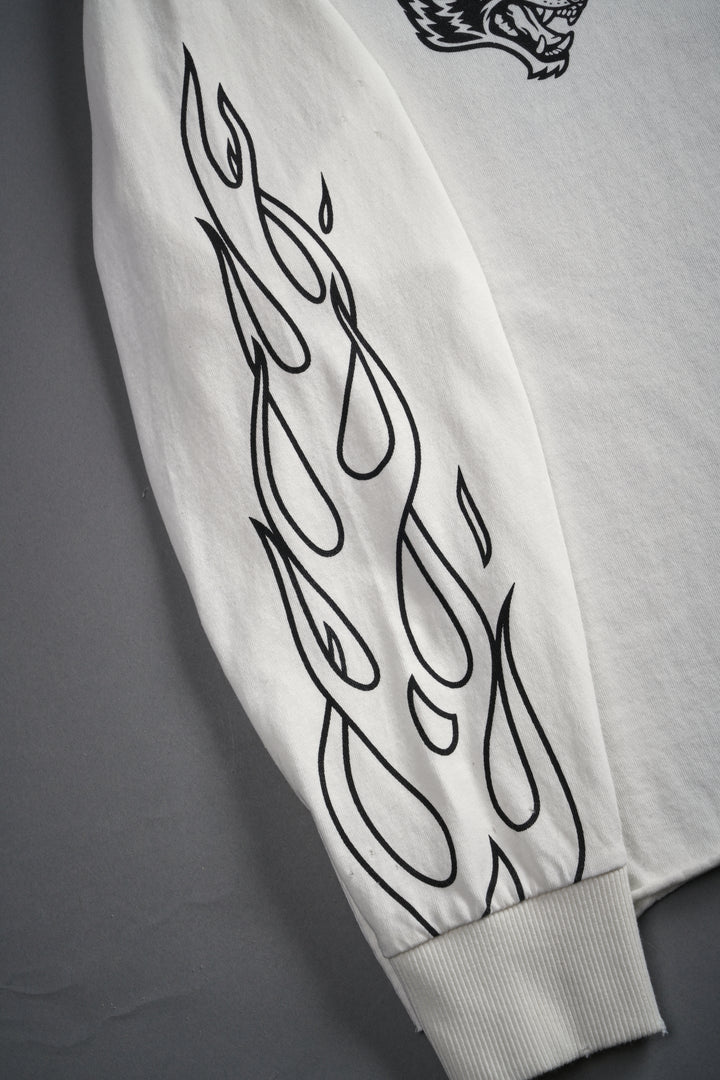 Harley-Davidson Wolves Distressed Grunge "Box Cut" L/S Tee in Cream