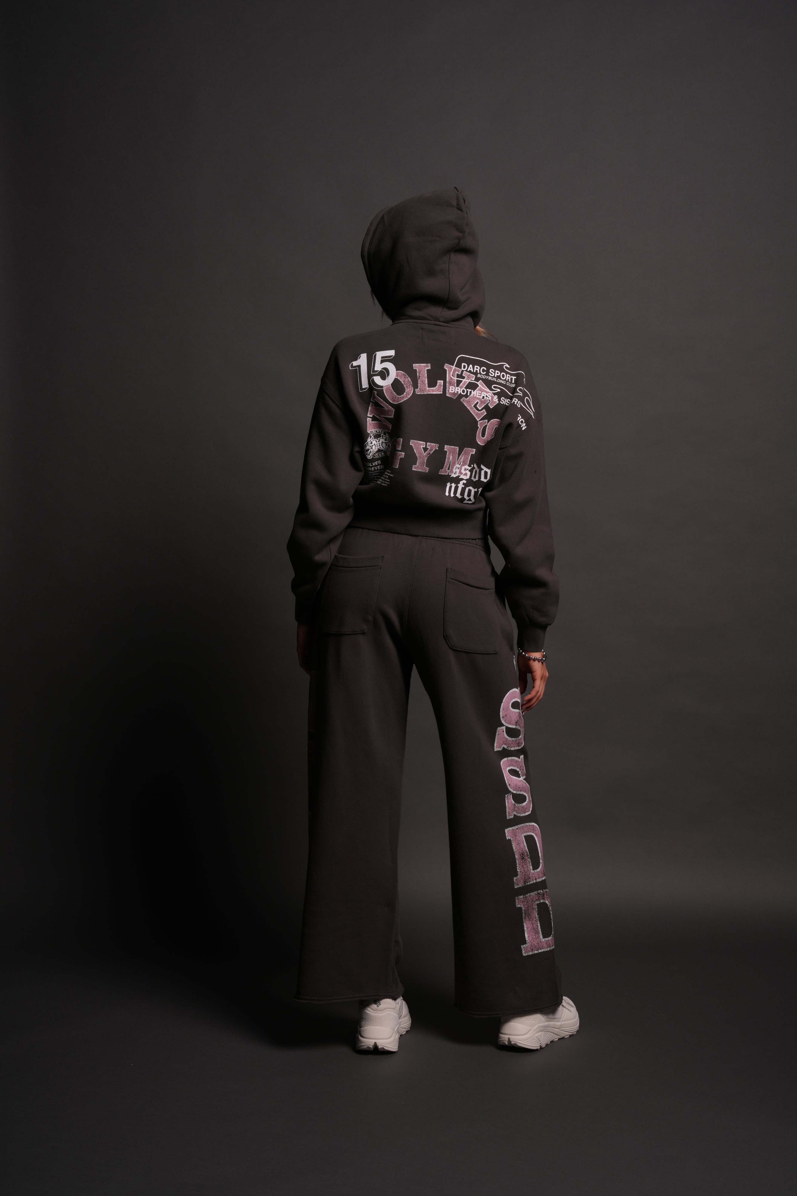 Wolves Gym V2 "Sage" Cropped Zip Hoodie in Wolf Gray