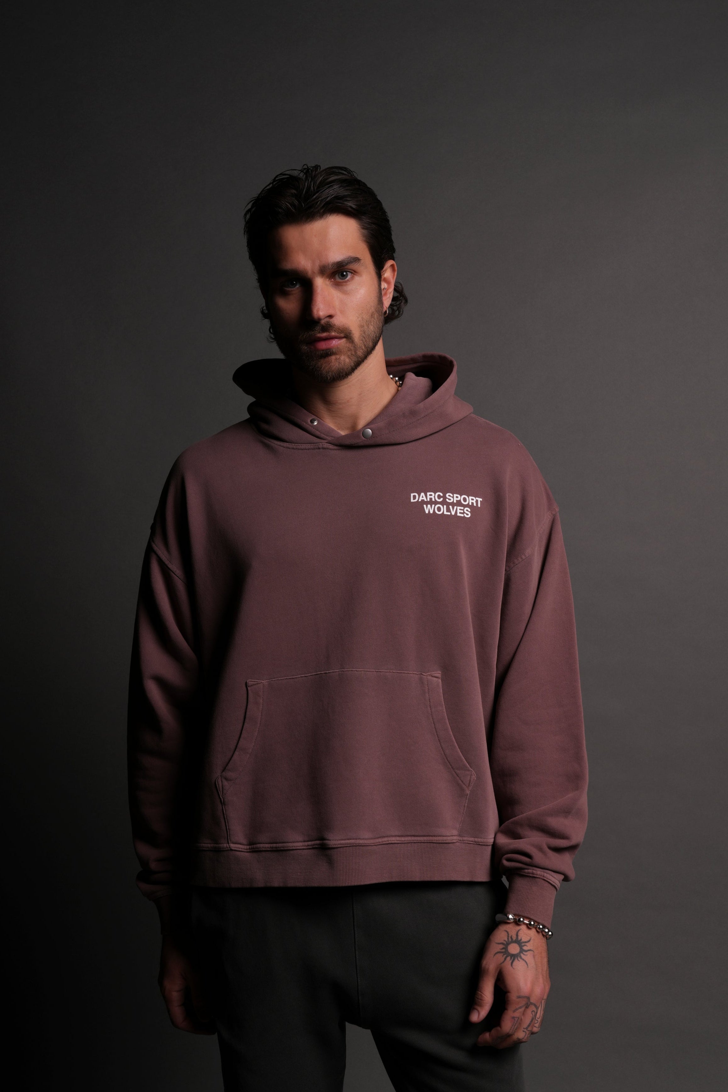 Darc Sport Wolves "Box Cut" Hoodie in Mauve