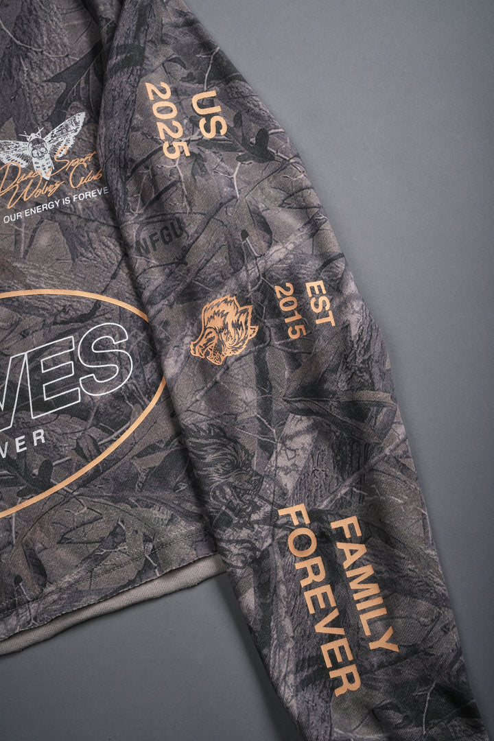 Live Fast V3 "Premium" (LS Cropped) Tee in Driftwood Wolf Forest Camo