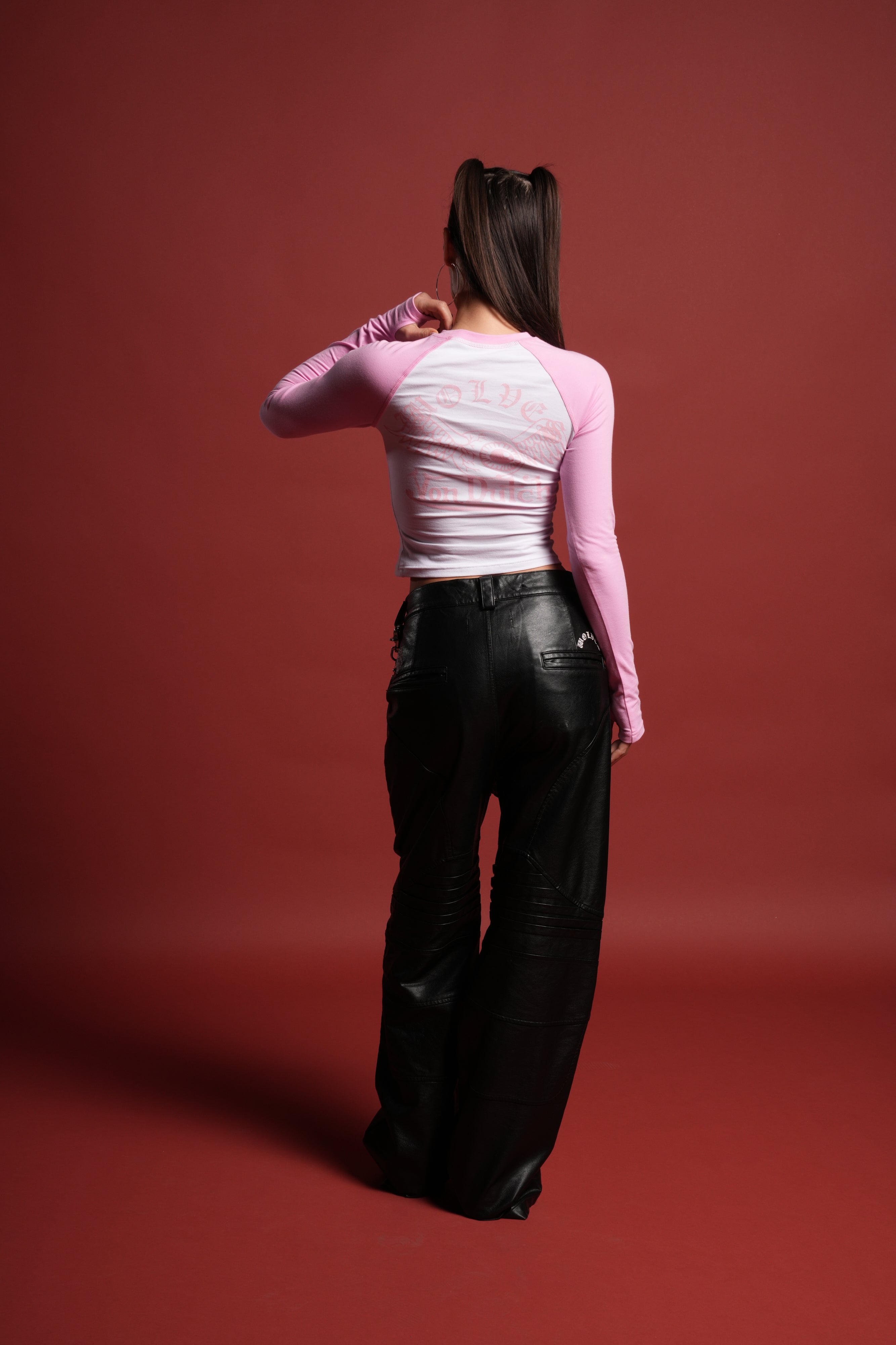 Wolves Kulture Raglan Ringer LS Tee in Bubblegum/White