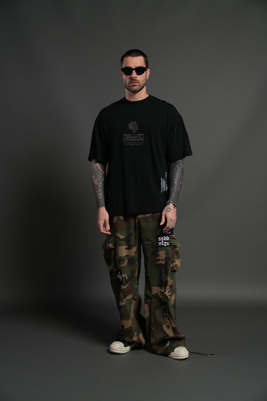 Darc Ryu "Side By Side" Series Premium Oversized Tee in Black