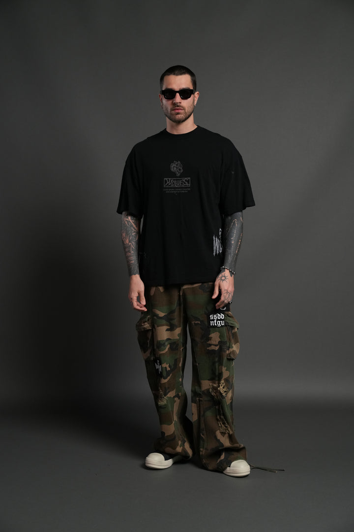 Darc Ryu "Side By Side" Series Premium Oversized Tee in Black