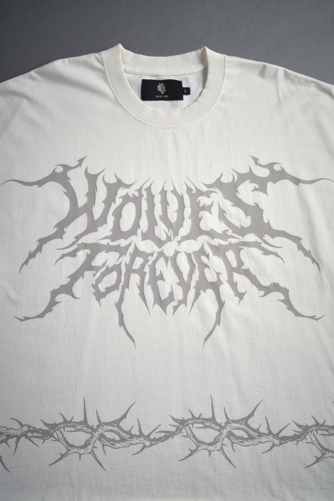 Surrounded by Thorns Grunge Cut-Off Tee in Cream