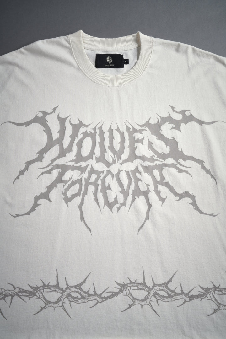 Surrounded by Thorns Grunge Cut-Off Tee in Cream