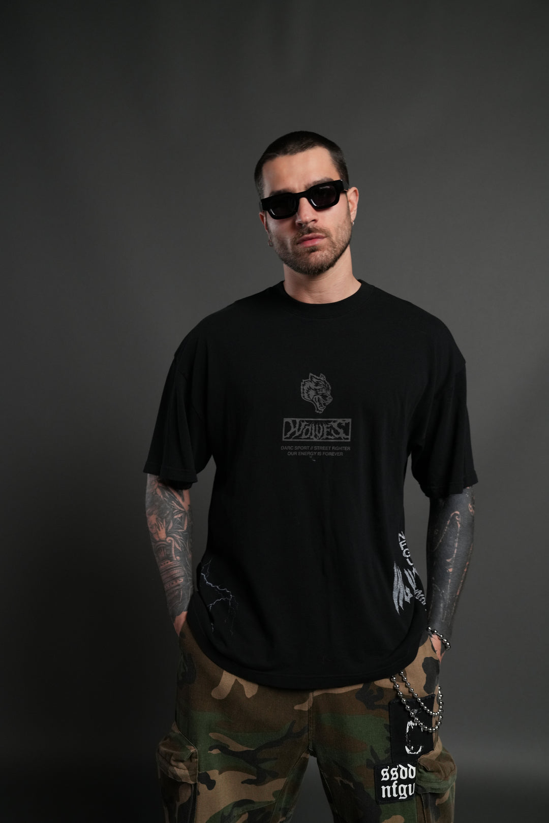 Darc Ryu "Side By Side" Series Premium Oversized Tee in Black