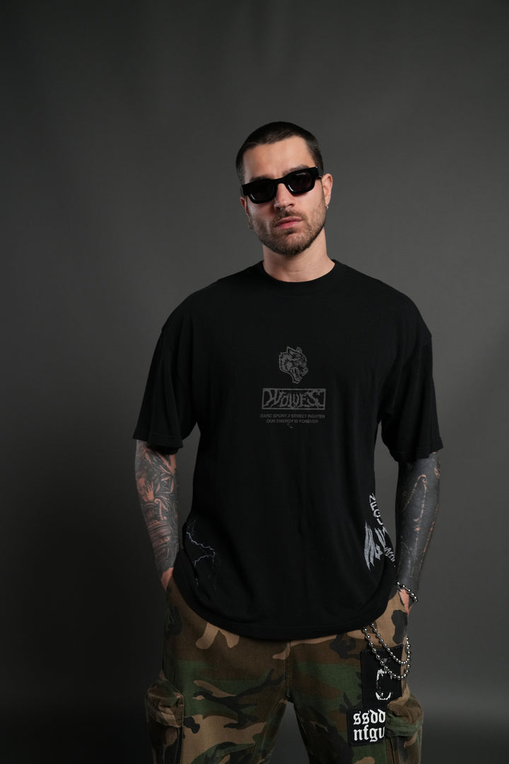 Darc Ryu "Side By Side" Series Premium Oversized Tee in Black