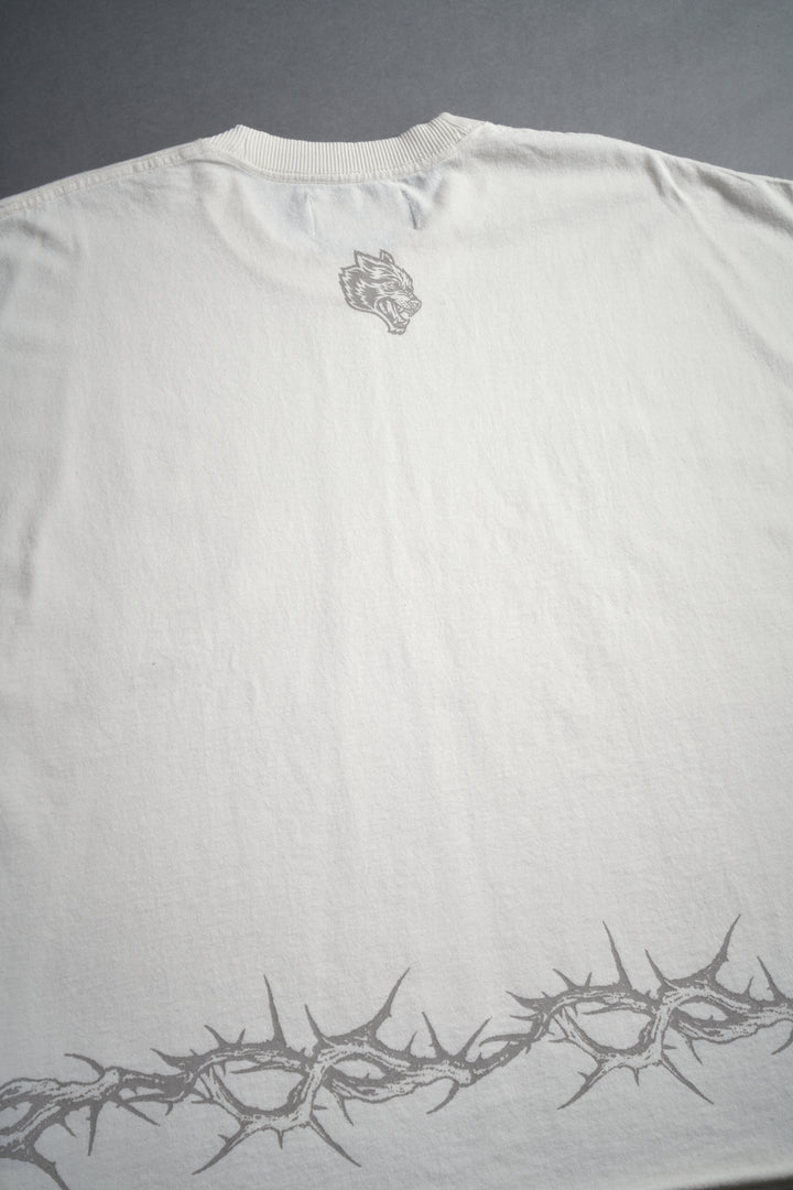 Surrounded by Thorns Grunge Cut-Off Tee in Cream