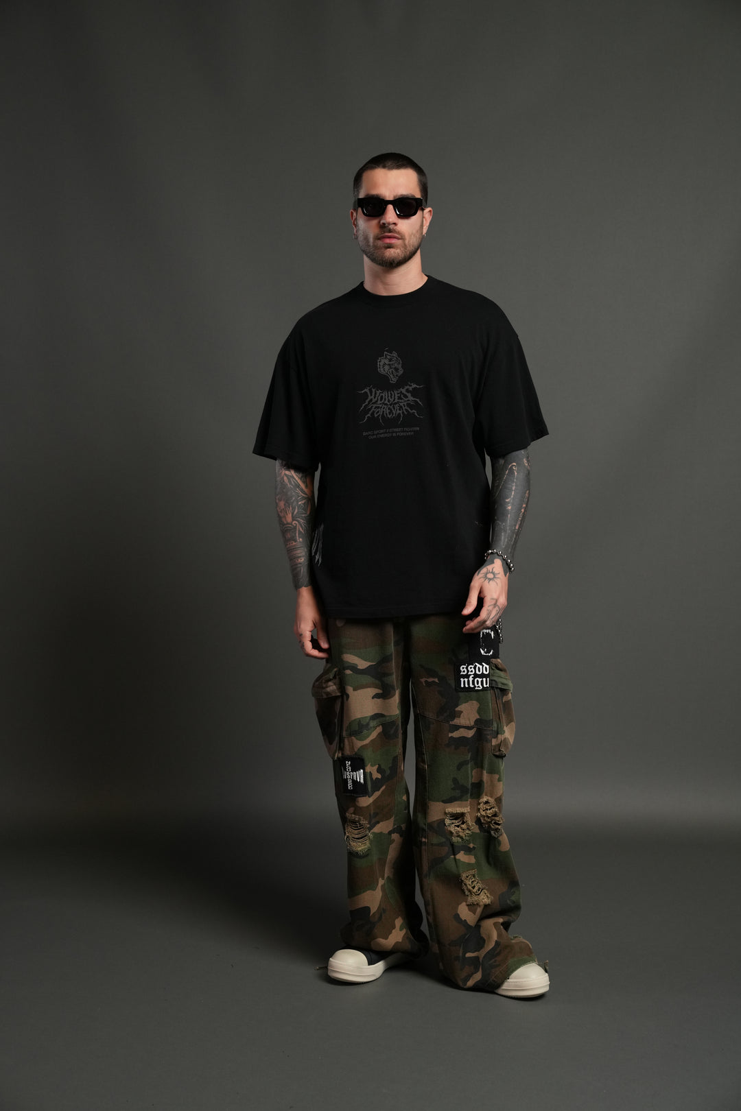 Darc Ken "Side By Side" Series Premium Oversized Tee in Black