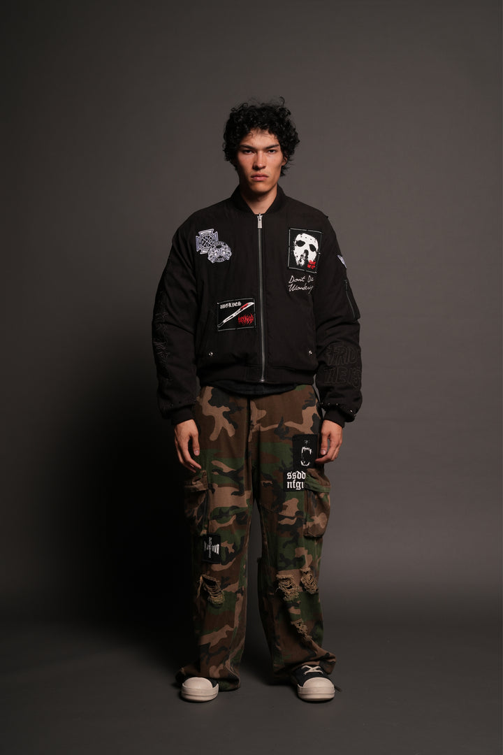 Jason Frvr Cloud Quilted Reversible Bomber Jacket In Black/Oxblood
