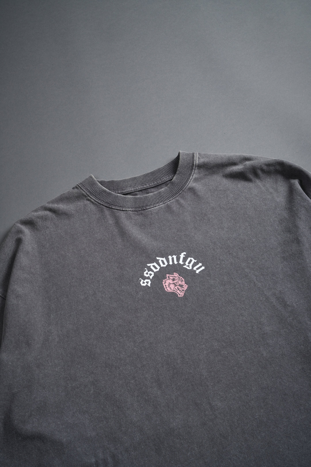 Our Sacrifice Grunge Mid Length Raw Hem LS Tee in Slate Gray