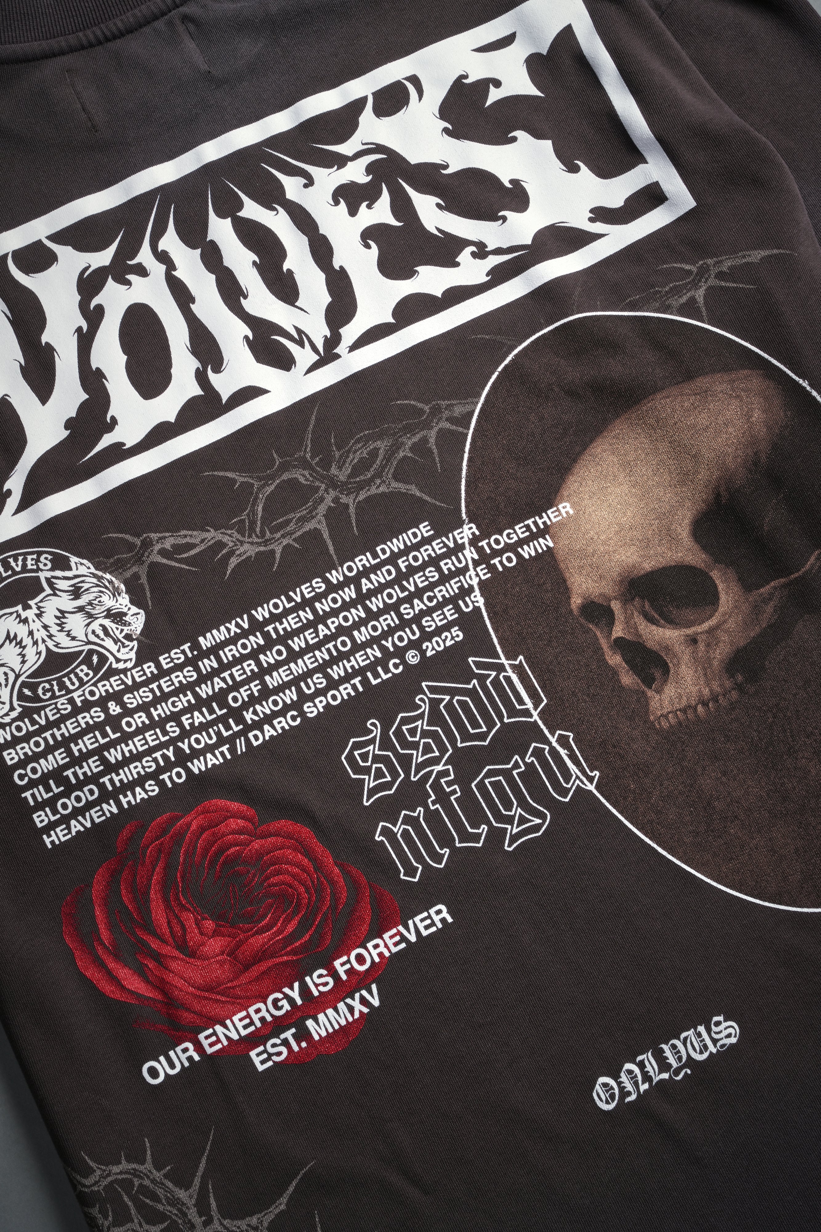 Skull Flower "Premium" Oversized Tee in Darc Brown Drift Wash