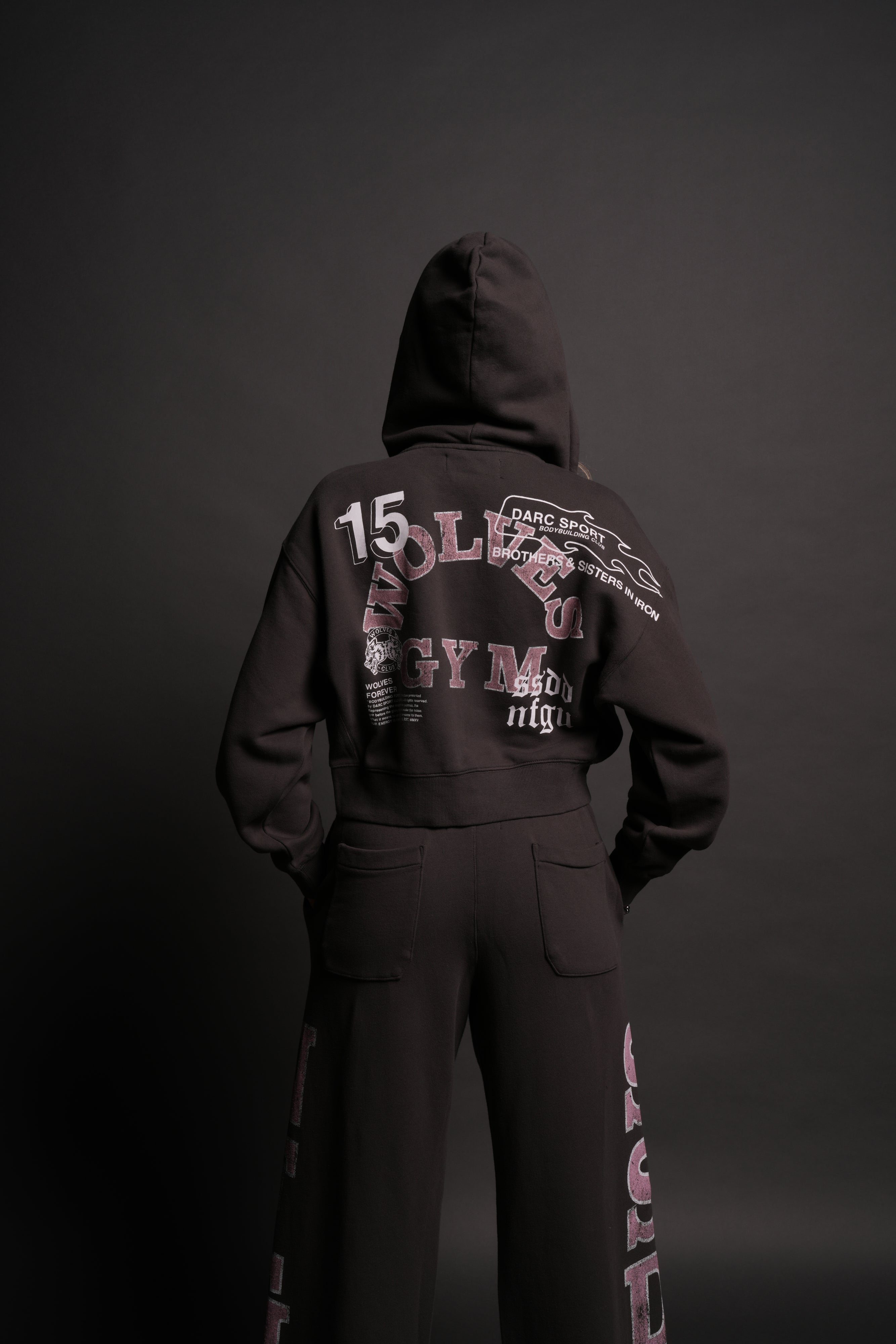 Wolves Gym V2 "Sage" Cropped Zip Hoodie in Wolf Gray