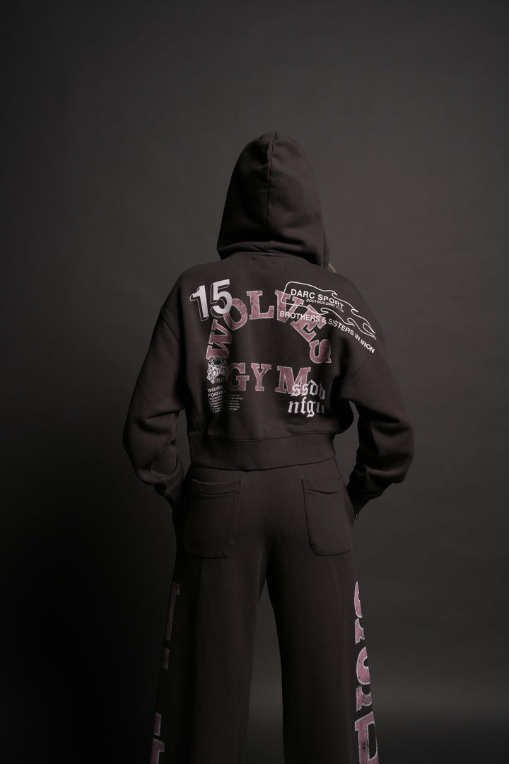 Wolves Gym V2 "Sage" Cropped Zip Hoodie in Wolf Gray