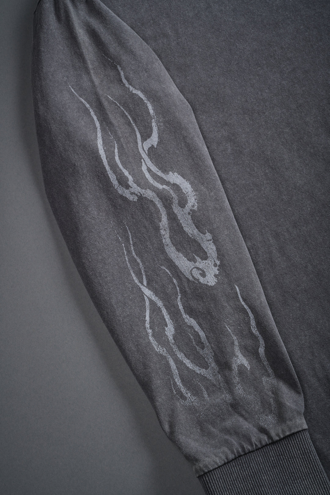 Our Sacrifice Grunge Mid Length Raw Hem LS Tee in Slate Gray