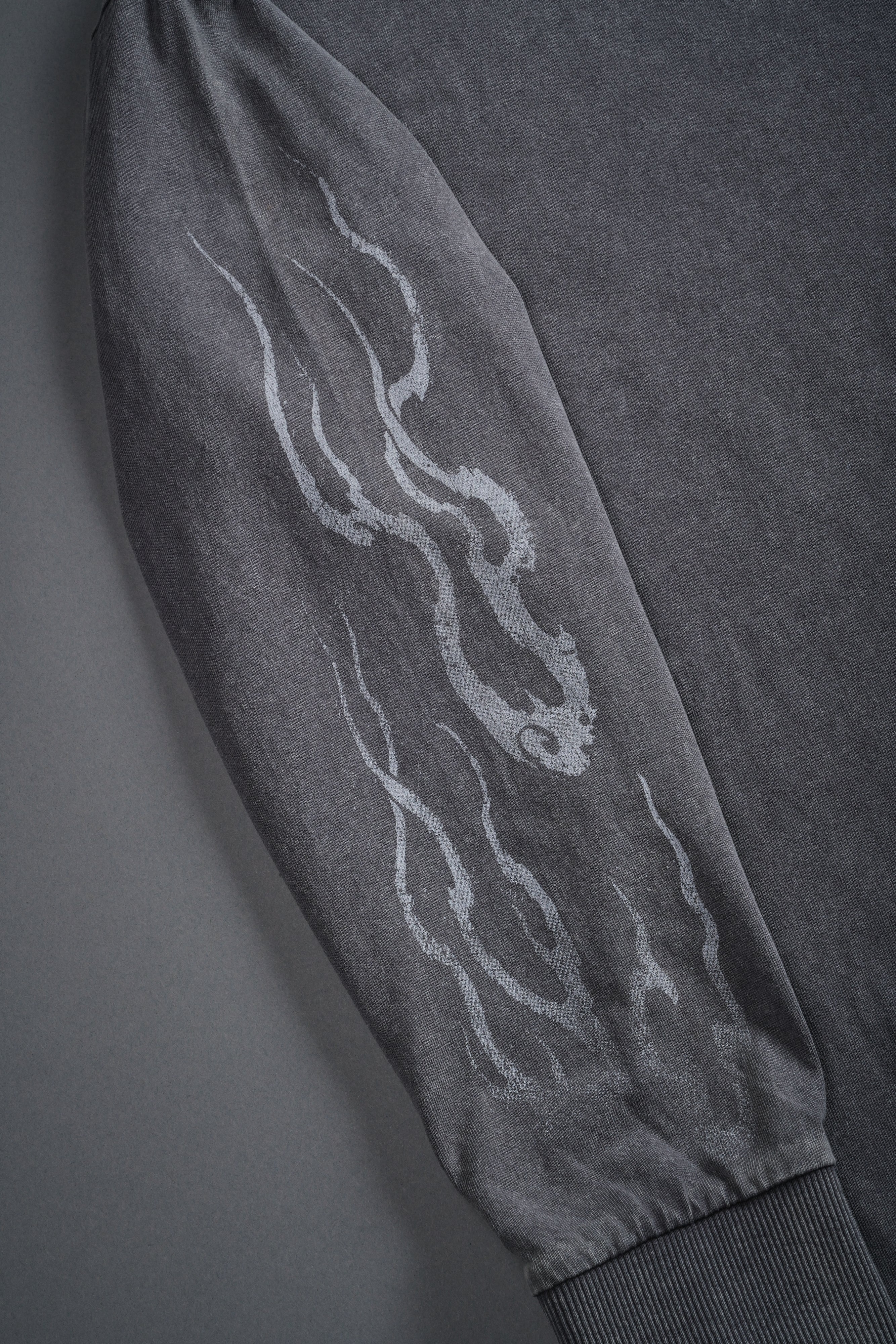 Our Sacrifice Grunge Mid Length Raw Hem LS Tee in Slate Gray
