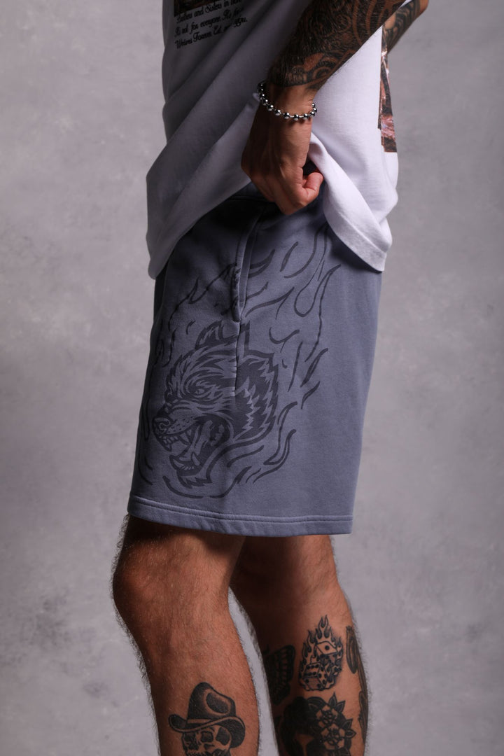 Fired Up Patch Liam Sweat Shorts in Norse Blue