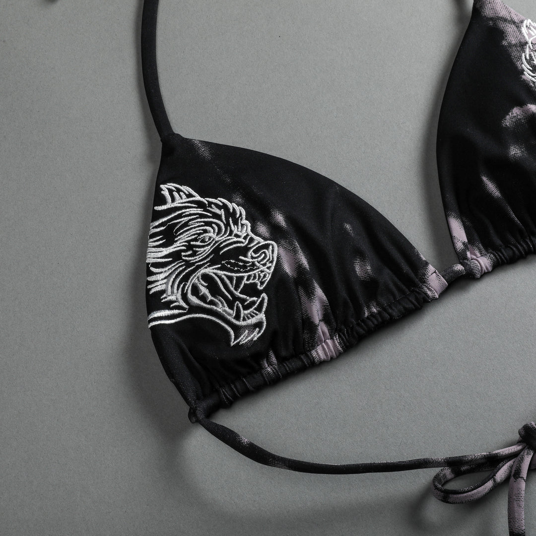 She Dual Wolf Nikita Triangle Top in Black/Plum Serpent