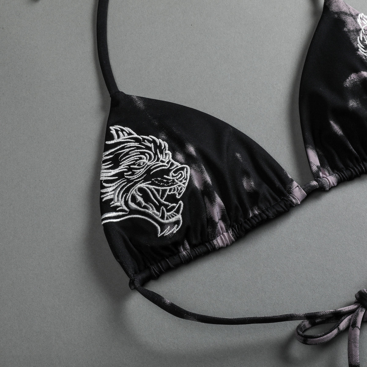 She Dual Wolf Nikita Triangle Top in Black/Plum Serpent