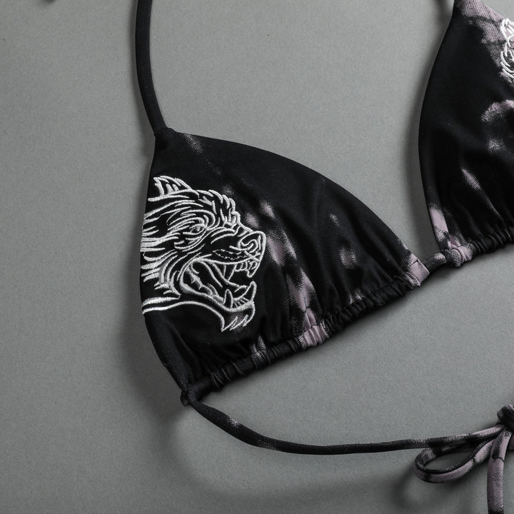 She Dual Wolf Nikita Triangle Top in Black/Plum Serpent