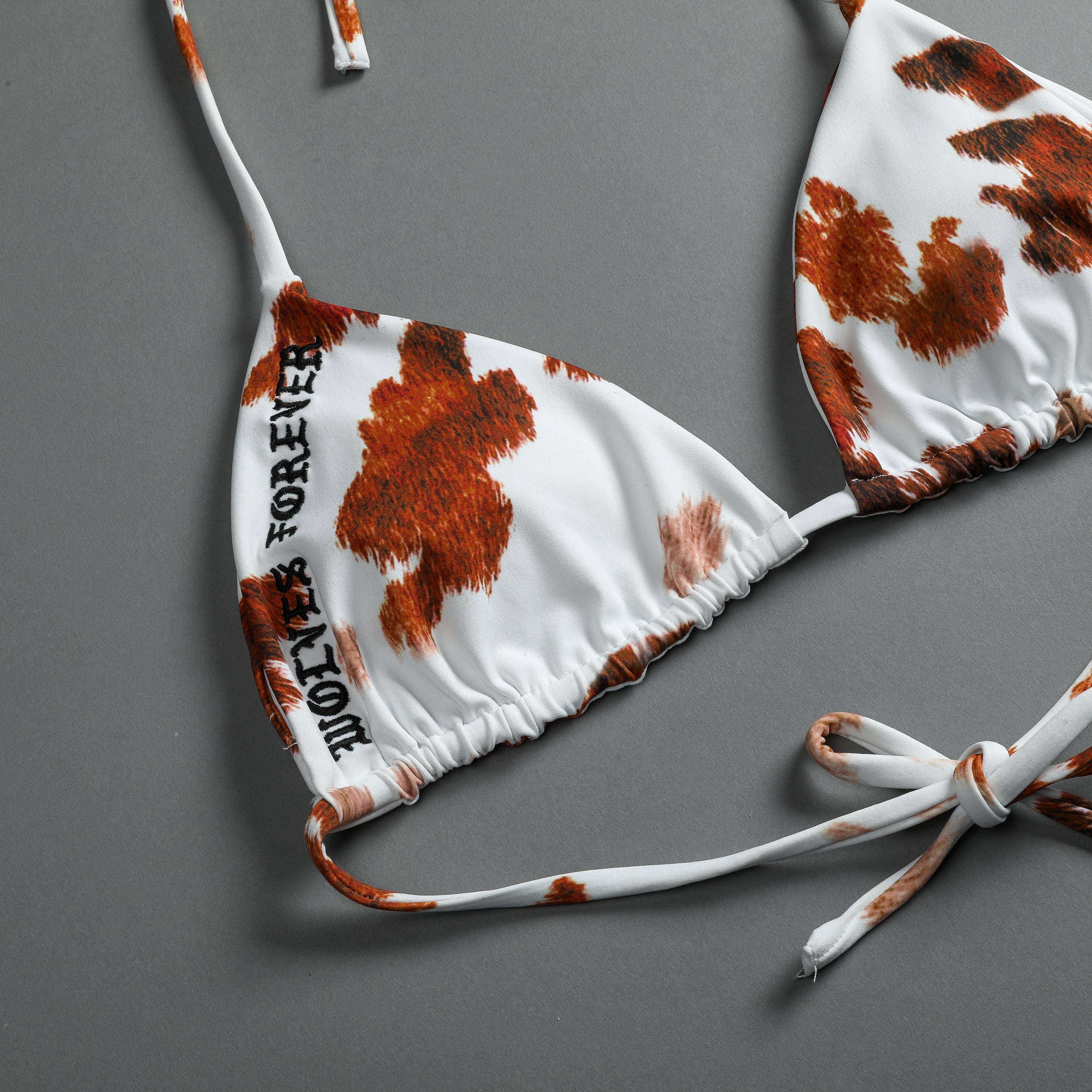 Wolves Forever Nikita Triangle Top in Canyon Cow Print