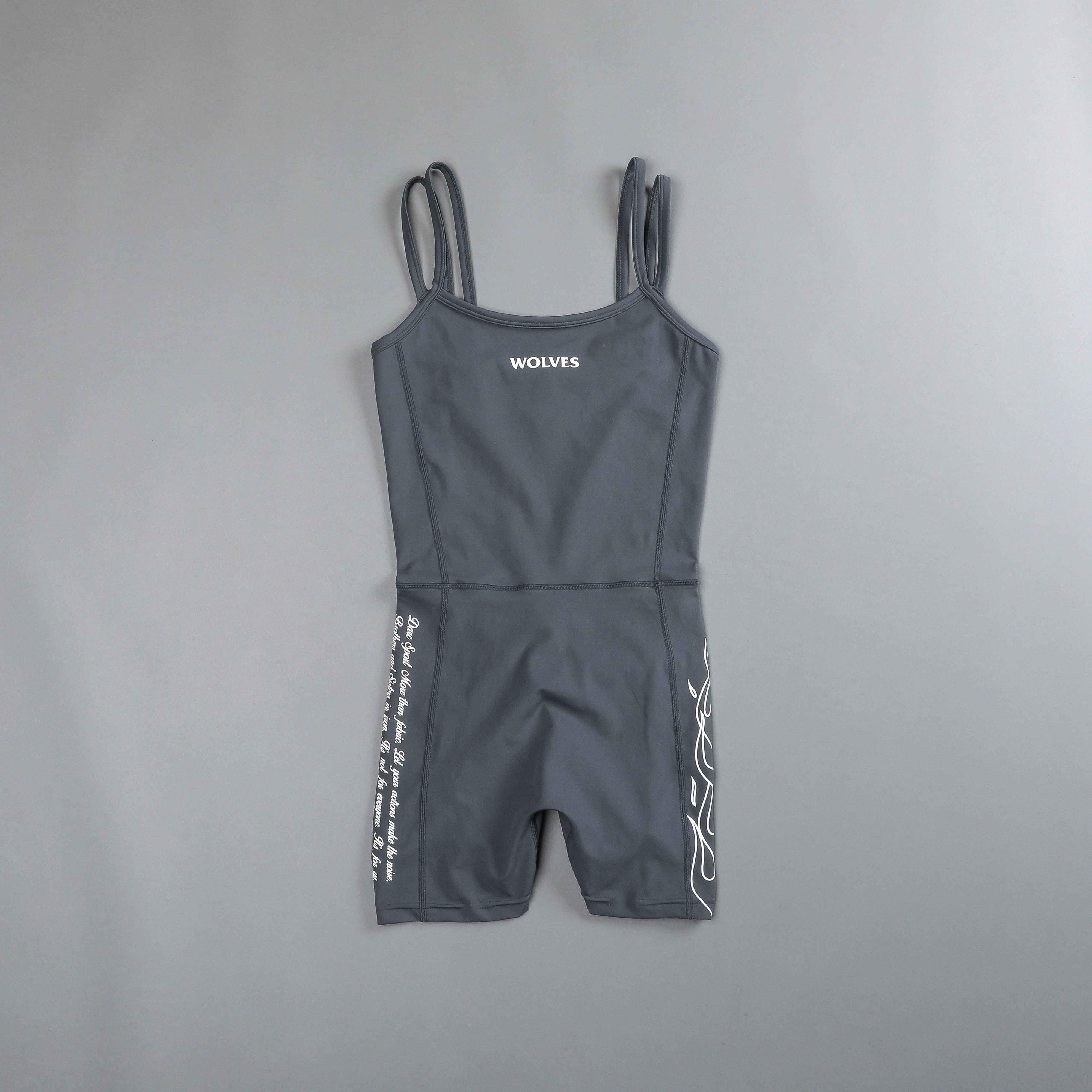 Flames Shay "Energy" Bodysuit in Wolf Gray/White