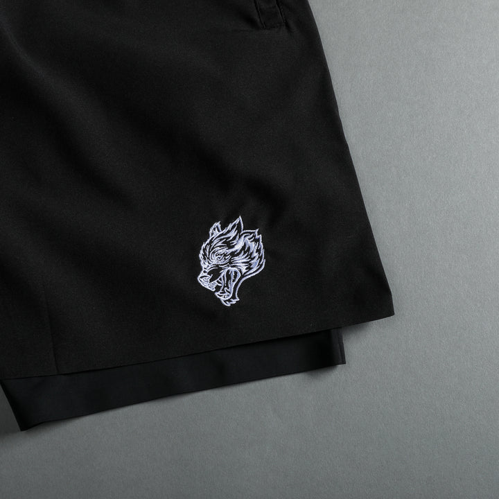 Wolf Head Compression Shorts in Black