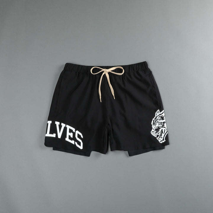 Wolves Arch V2 Compression Shorts in Black/White